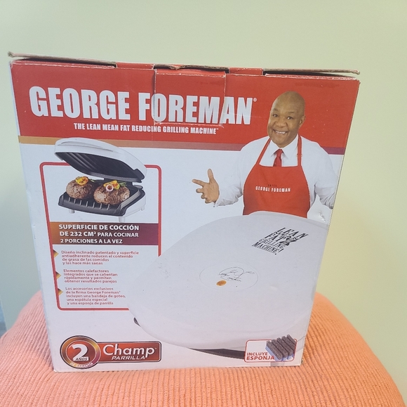George Foreman GR10AWHT Champ Grill - Compact Electric Contact Grill For Healthy Cooking